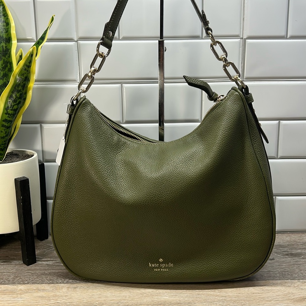 kate spade Olive Green Pebbled Leather Shoulder Bag